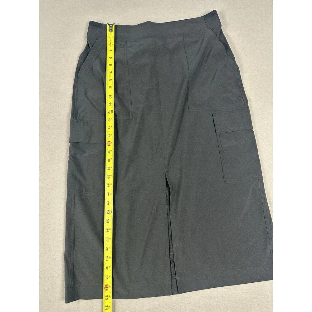 Athleta Brooklyn Heights Cargo Skirt Black Midi Stretch 14 Travel Gorpcore